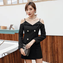 YIGELILA New Arrivals Black Dress Spaghetti Strap Backlees Sexy Dress Double Breasted  Full Sleeves Button Solid Dress 65356 2024 - buy cheap