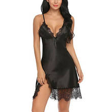 Ladies Sexy V-Neck Lace Sleepwear Women Underwear Satin Nightgowns Night Dress Lingerie Chemise Size S-XL 2024 - buy cheap