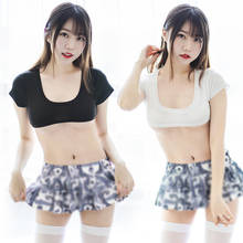 Japanese Anime School Girls cosplay Set Sexy Ultrashort Tops Mini Pleated Skirt Cute Manga Women Erotic Allure Costume 2Pce Sets 2024 - buy cheap