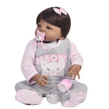 Boneca baby reborn, de pele preta, 23 polegadas, 0-3 meses, boneca de silicone vinil, corpo, toque real, brinquedo de banho quente, presente para meninas, lol dol 2024 - compre barato