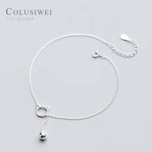 Colusiwei Kitty and Bell Silver Anklet for Women Sterling Silver 925 Bracelet for Ankle and Leg Fashion Foot Fine Jewelry Gift 2024 - buy cheap