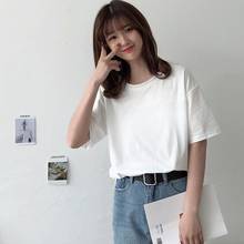 Women T-shirt White Black Fashion Wild Solid Color Tshirt Loose Casual Round Neck Short Sleeve Top Wholesale 2024 - buy cheap