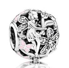 Genuine 925 Sterling Silver Bead Charm Openwork Dazzling Daisy Fairy With Crystal Beads Fit Women fashion Bracelet & Necklace J 2024 - buy cheap