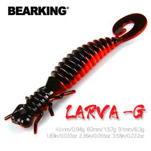 Bearking larva iscas artificiais de silicone, iscas macias de 48mm 60mm 91mm, minhoca de pesca em silicone, atrair peixes 2024 - compre barato