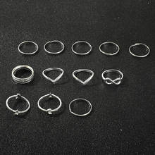 12 Pieces/set of Bohemian Geometric Simple Ethnic Style Ancient Silver 8-character Five-pointed Star Ring Wedding Party Jewelry 2024 - buy cheap