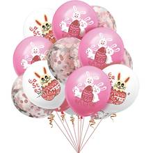 Globos de confeti de Pascua Feliz, 10 Uds., globos de látex de huevo Buuny de conejo de dibujos animados para decoración de Fiesta de Pascua 2024 - compra barato