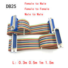 Cabo flat de porta fêmea, 0.3m, 0.5m, 1m, 1.5m, db25, macho para fêmea, macho para fêmea, cabo rs232, serial/paralelo 2024 - compre barato