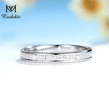 Kuololit-anillo de oro blanco 585 de 14K y 10K para mujer, conjunto de canales de plata 925 cuadrados, anillo de moissanita a juego, banda de media eternidad 2024 - compra barato