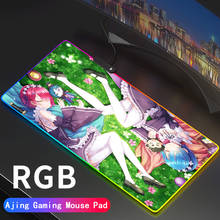 Anime Re:Zero RGB Cute Cartoon Mouse Pad Rem Xxl Emilia Girly Play Carpet Backlight Slipmat Rgb Led Gamer Mousepad 2024 - buy cheap