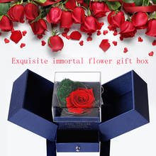 Flor Real eterna hecha a mano, Rosa preservada LED, musgo de cuidado, caja de regalo para el Día de San Valentín, Navidad, regalo de cumpleaños 2024 - compra barato