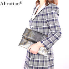 Alirattan Women Foldable Clutch Fashion Ostrich Snake Pattern PU Leather Envelope Bag Trendy Shoulder Crossbody Wristlet Bag 2024 - buy cheap