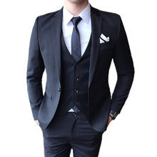 Wedding Groom Tuxedo Men Suits 3 Piece (  Jacket Vest Pants ) Peaked Lapel Costume Tailor Made Blazer Wedding Party Occasion N2 2024 - buy cheap