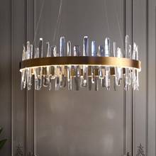 Moderno lustre de cristal led luxo sala estar redonda lâmpada decorativa romântico quarto simples iluminação 2024 - compre barato