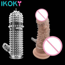 IKOKY Delayed Ejaculation Sex Toys For Men Time Delay Crystal Penis Sleeve Reusable Condom G-spot Stimulation Cock Sleeve 2024 - buy cheap