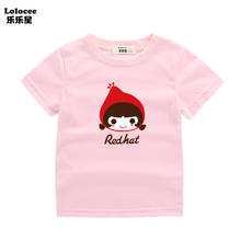 Camiseta roja de algodón con dibujos animados para niña, Tops de manga corta para bebé, nueva moda de verano 2024 - compra barato