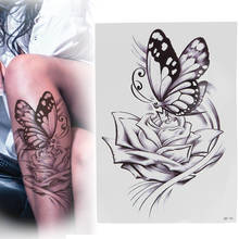 Women Temporary Tattoo Sticker Large Black Rose Butterfly Body Art Waterproof Temporary Tattoo Female Arm Tattoo Sticker 2024 - buy cheap