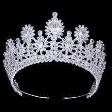 Coroa hadiyana acessórios para cabelo elegante, para casamento, joia de cabelo para noiva, zircônio cúbico bc4462 2024 - compre barato