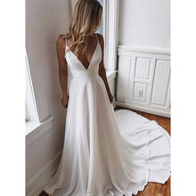 Sexy Ivory A Line Wedding Dresses Spaghetti V Neck Sleeveless Chiffon Sweep Strain Formal Wedding Gowns Bridal Dress 2024 - buy cheap