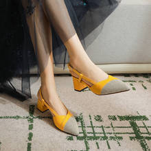 Zapatos de tacón alto grueso para mujer, sandalias elegantes de oficina con punta en pico, talla 32-43, primavera 2020 2024 - compra barato