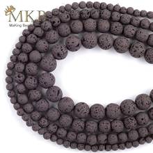 Miçangas redondas com pedra de hematita natural, espaçador fosco marrom escuro para fazer joias 4-12mm, 15 polegadas, pulseira diy 2024 - compre barato