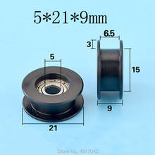 10 pcs 5*21*9mm belt pulley, H Grooved wheel, I-shaped flat groove, rolling wheel, POM Polyoxymethylene plastic 695zz bearing 2024 - buy cheap