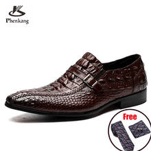 Мужские официальные туфли Phenkang из натуральной крокодиловой кожи, оксфорды для мужчин, черные свадебные классические туфли из искусственной кожи 2022 2024 - купить недорого