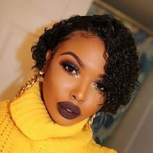 Transparent Lace Wig Deep Curly 13x6 Lace Front Human Hair Wig Short Bob Pixie Cut Wigs For Black Women Na Beauty Hair 150 Remy 2024 - buy cheap