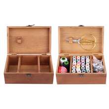 Herramientas de costura para el hogar, caja de madera Vintage para almacenamiento de hilo de aguja, organizador DIY 2024 - compra barato