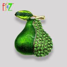 F. J4Z Nova Fábrica de Moda Pear Shinning Traje Strass Pinos Broches Esmalte Verde para As Mulheres Presente Jóias Acessórios Bijoux 2024 - compre barato