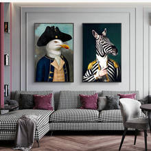 Abstract Zebra in Military Uniform Canvas Paintings On the Wall Art Posters And Prints Funny Art Animals Picture Home Decoration 2024 - buy cheap