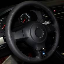 DIY Artificial Leather Black Car Steering Wheel Cover For Volkswagen VW Tiguan Golf Plus Passat CC Jetta Sharan EOS 2024 - buy cheap