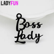 Boss Lady Word Script Charm Stainless Steel Charms High Polish Mirror Surface Pendant 20pcs/lot 2024 - buy cheap