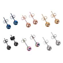 1 par de pendientes de bola de acero quirúrgico, Color oro rosa, plateado, negro, dorado, Punk, Tragus, Piercing de oreja 2024 - compra barato