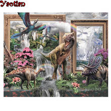 Full Drill Square 5D Diamond Painting Embroidery Dinosaur Waterfall Classical Art DIY Diamond Mosaic Cross Stitch Kit Decoration 2024 - buy cheap