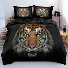 3d preto lençóis de cama design animal conjuntos capa edredão fronhas rei rainha super rei gêmeo tamanho 160*200cm tigre casa têxtil 2024 - compre barato