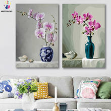 DIY картинки для раскраски по номерам с цветами Розовая композиция цветок орхидеи картина Рисование Живопись по номерам в рамке дома 2024 - купить недорого