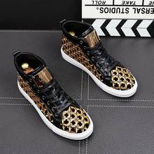 2021 Men Shoes Brand Luxury Casual Hot Sale New Men Loafers High Aid Flats Fashion rivets Metal Quality PU Men Leisure Shoes 2024 - buy cheap