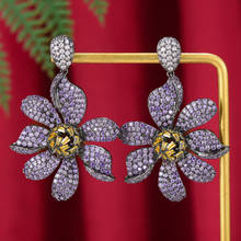 GODKI New Charms Luxury Purple Flowers Earring For Women Full Mirco Zircon Paved Crystal CZ Dubai Bridal Earring Fashion Jewelry 2024 - buy cheap