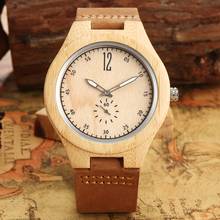 Reloj de madera de bambú carbonizado ecológico Natural para hombre y mujer, cronógrafo de pulsera sencillo con esfera de mano en segundos, pantalla de cuarzo 2024 - compra barato