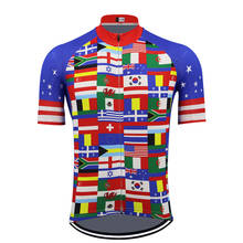 Camisa masculina para ciclismo com bandeira nacionais, roupas de ciclismo para o verão, azul, mtb, roupas de bicicleta podem ser personalizadas 2024 - compre barato