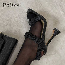 Pzilae New Sexy Pleated Ladies Sandals Summer Fashion Party High heels Shoes Gladiator Sandals Women Black White Big Size 41 42 2024 - buy cheap