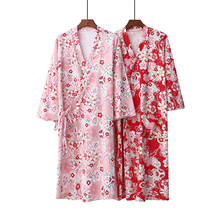 Kimono de estilo japonés para mujer, ropa de dormir, albornoz Sakura, ropa de dormir para chicas Kawaii, Yukata de algodón, ropa asiática de Japón, 2020 2024 - compra barato