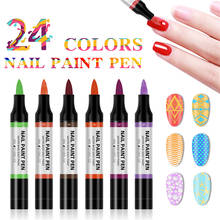 24Color Neon Gel Polish Pen Varnish UV Nail Semi-permanent Base Coat Primer Extension Gel 3D Nail Art Flower Paint Pen Nail Set 2024 - buy cheap