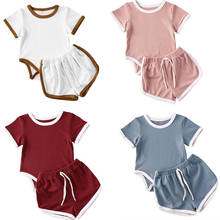 2PCS Newborn Baby Girl Boy Clothes Set Solid Cotton Short Sleeve Tops T-Shirt+Shorts Pants Summer Outfit 0-24M 2024 - buy cheap