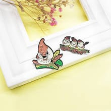 Mother bird tells stories to three baby birds Enamel Brooch Book feather trunk cute animal Lapel Pin Bag jackets cartoon Badge 2024 - buy cheap