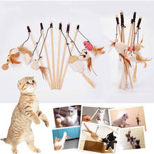 40cm Pet Cat Teaser Toys Feather Linen Wand Cat Catcher Teaser Stick Cat Interactive Toys Wood Rod Mouse Toy 1Pcs 2024 - buy cheap