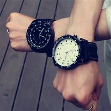 Relógio de pulso esportivo e grande, para homens e mulheres, presente de casal, pulseira de couro falso, quartzo 2024 - compre barato