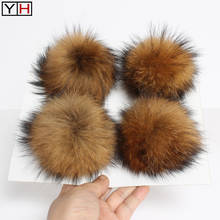 Fashion100%Natural Colored Real Raccoon Fur Ball Genuine Fur Balls for knitted hat and scarves Luxury 4 pcs raccoon fur ball 2024 - buy cheap