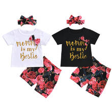 3PCS Toddler Kid Baby Girls Spring Summer Clothes Set Bowknot Tops Floral Shorts Pants Headband Outfits Set 1-3Years 2024 - купить недорого