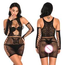 Womens Sexy Lingerie Fishnet One Piece Chemise Dress Soft Sheer Body Stocking Hollow Out Stretchy Bodystocking Bodysuit 2024 - buy cheap